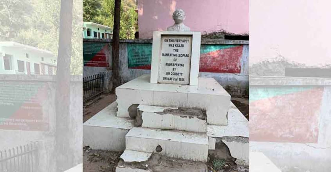 Corbett memorial lies in shambles at Rudraprayag. Corbett memorial lies in shambles at Rudraprayag.