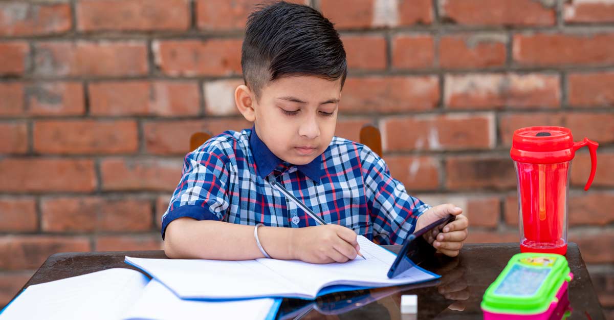 student with mobile phone
