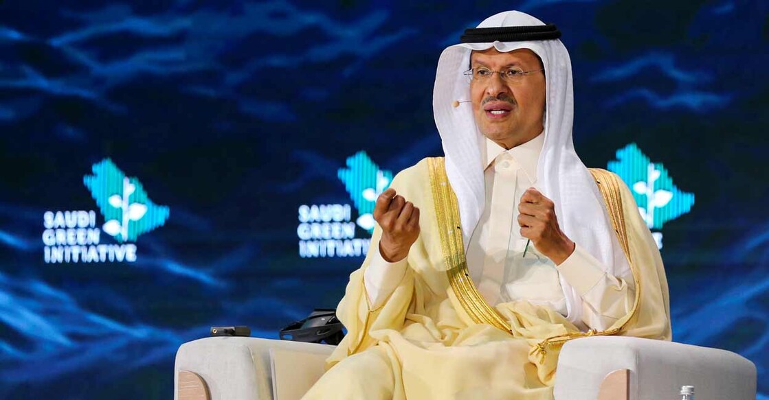 Saudi Energy Minister, Prince Abdulaziz bin Salman bin Abdulaziz Al Saud speaks during the Saudi Green Initiative Forum. Photo: REUTERS/Ahmed Yosri