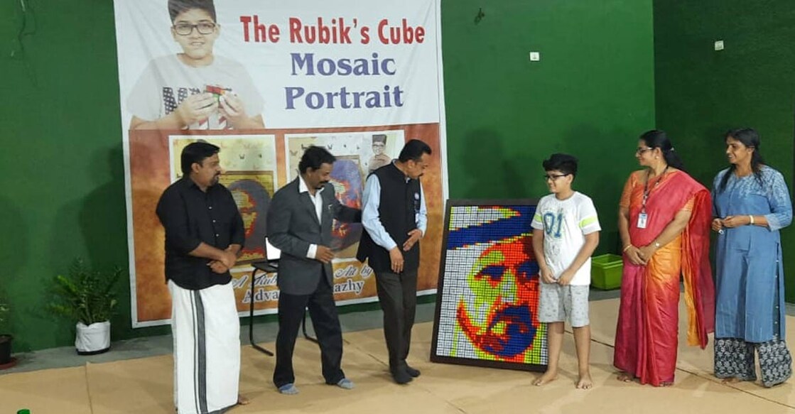 Advaidh Manazy Rubik's Cube Mosaic Portrait