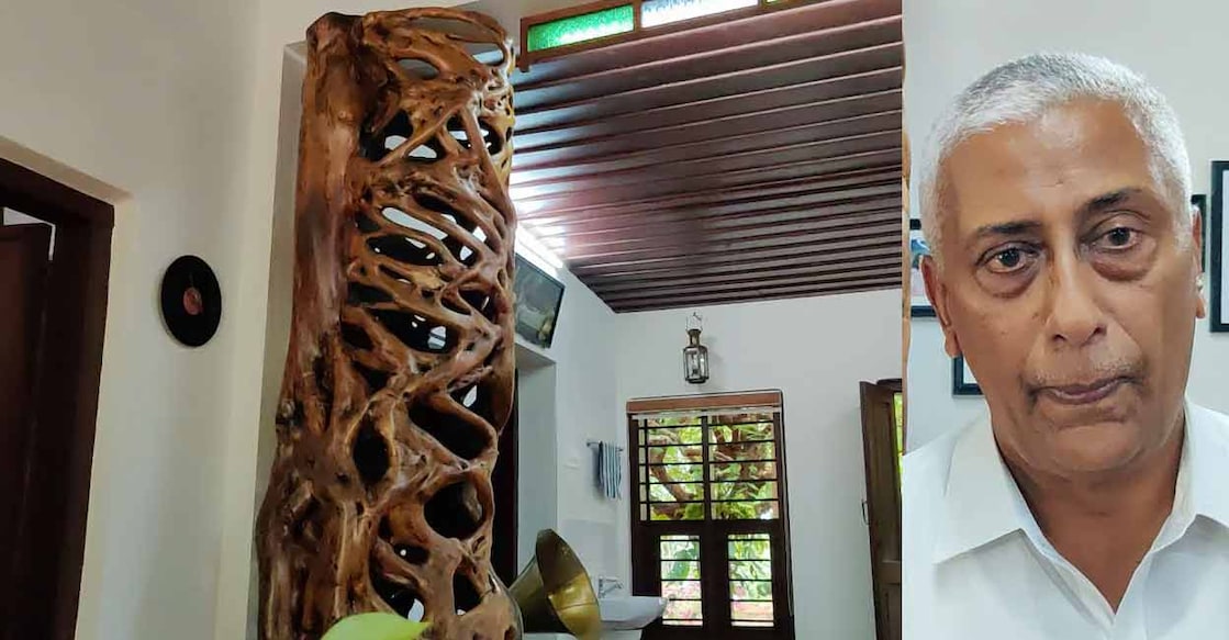 tree trunk Pius Scaria has been preserving old and dried trunk of tree in his living room for more than four decades.