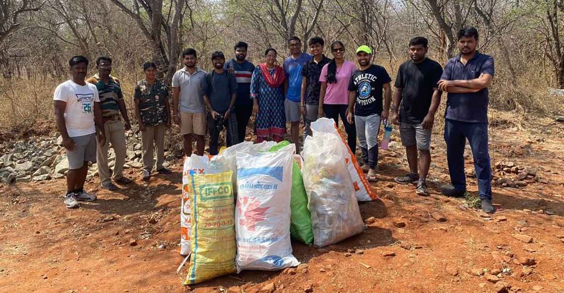 Senthil Kumar P with his team during their mission. Photo: Special arrangement