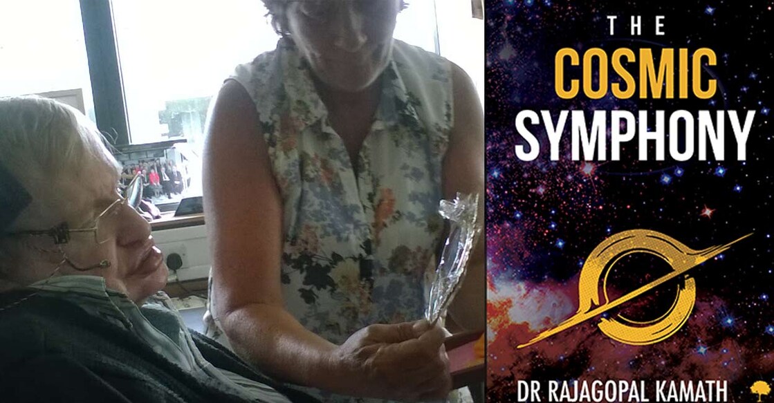 Stephen Hawking saw himself in Kerala’s Aranmula mirror gifted by Dr Rajagopal Kamath, a science writer. Photo: Special arrangement