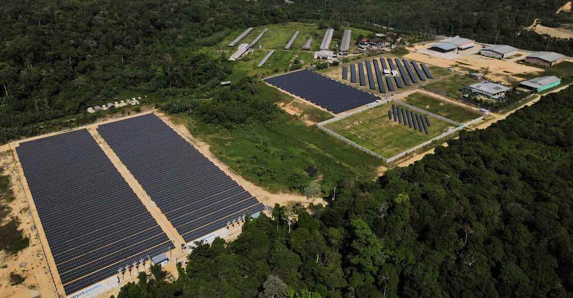 CLIMATE-UN-RENEWABLES-BRAZIL An aerial view of the Bemol Solar plant outside Manaus, Amazonas state, Brazil. Photo:Bruno Kelly/Reuters