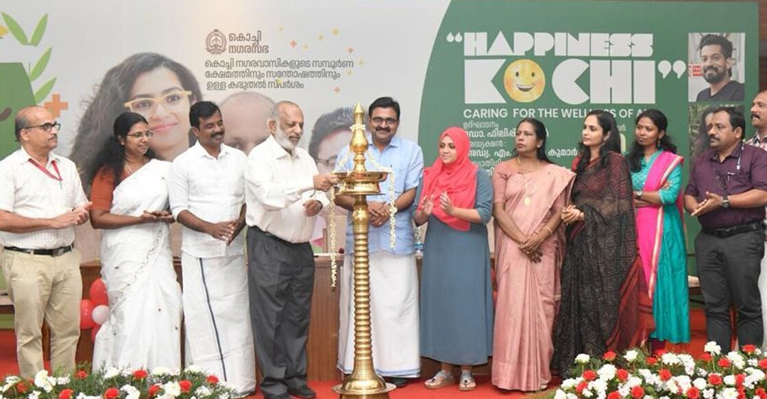 Psychiatrist Dr Philip John inaugurates the Happiness Kochi project. Photo: Special arrangement