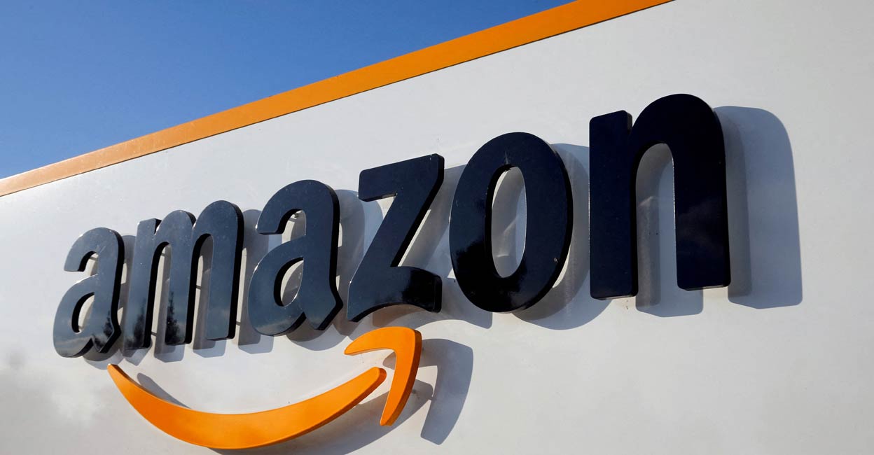 The logo of Amazon is seen at the company logistics centre in Boves, France. Photo: Reuters/Pascal Rossignol/File Photo