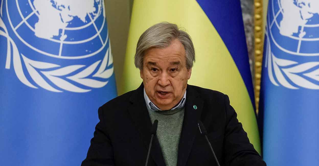 UN Secretary-General Antonio Guterres attends a joint news briefing. Photo: Reuters/Alina Yarysh
