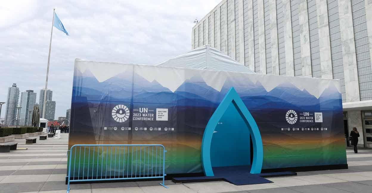 CLIMATE-UN-WATER An outdoor exhibition is seen during the 2023 United Nations Water Conference at the United Nations in New York City. Photo: Reuters/Caitlin Ochs