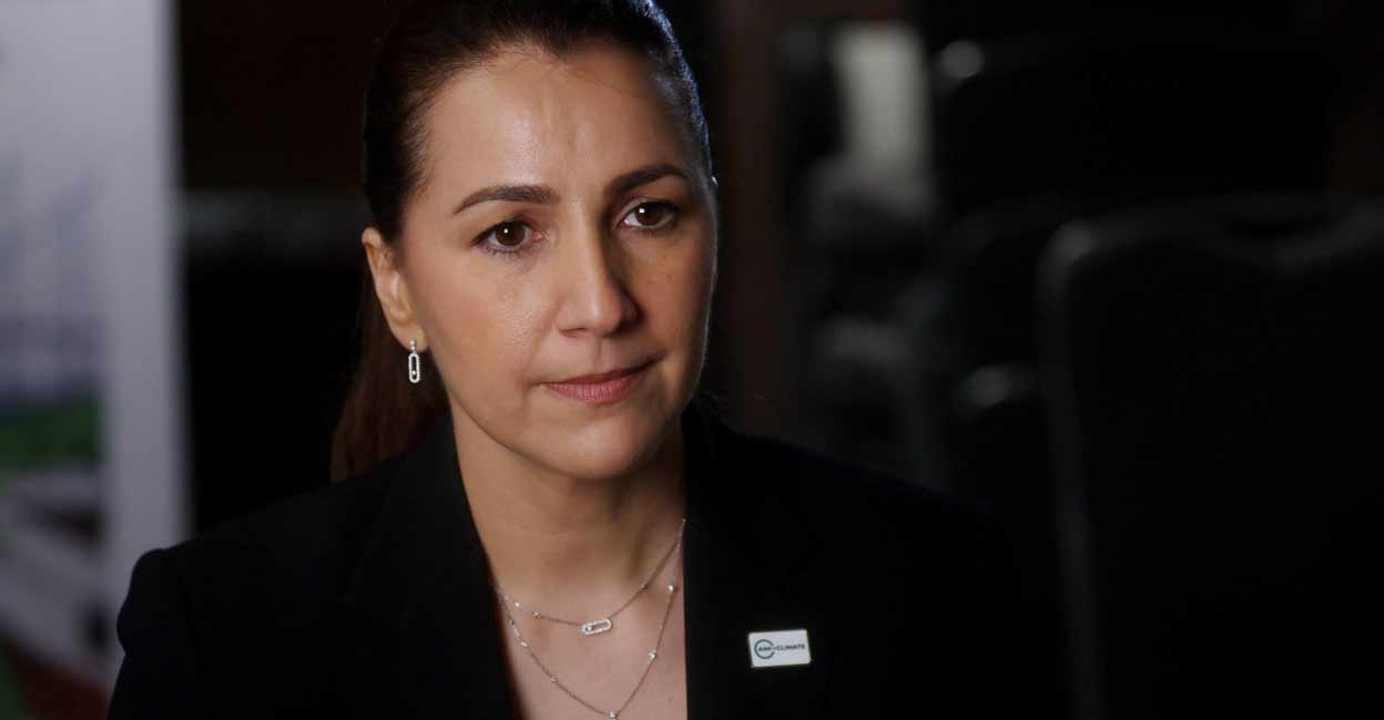 UAE Minister for Climate and the Environment Mariam Almheiri is pictured during an interview. Photo: Leah Millis / Reuters