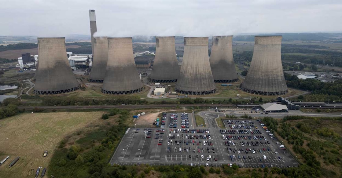 BRITAIN-ENERGY-ENVIRONMENT-CLIMATE-GOVERNMENT A picture shows an aerial view of the Ratcliffe-on-Soar coal-fired power station, near Nottingham in central England. File Photo: Oli SCARFF / AFP