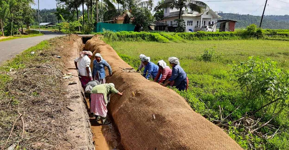 Villagers engaged in the work as part of water conservation programmes. Photo: Special arrangement