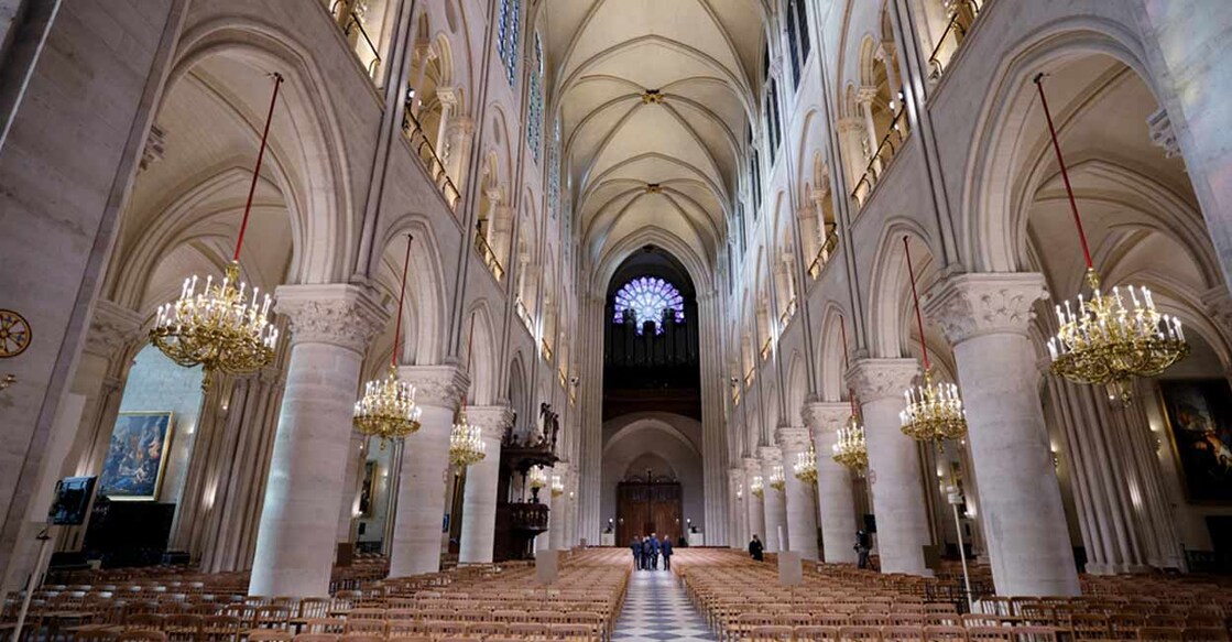 A view of the Notre-Dame de Paris cathedral, ahead of its official reopening ceremony after more than five years of reconstruction work following the April 2019 fire. Photo: LUDOVIC MARIN/Pool via REUTERS