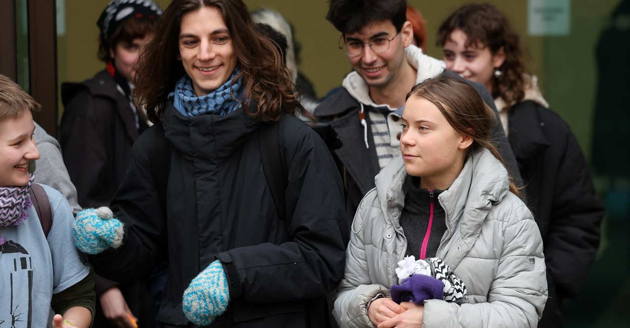 Climate activist Greta Thunberg walks outside Westminster Magistrates' Court in London. Photo: Reuters/Isabel Infantes