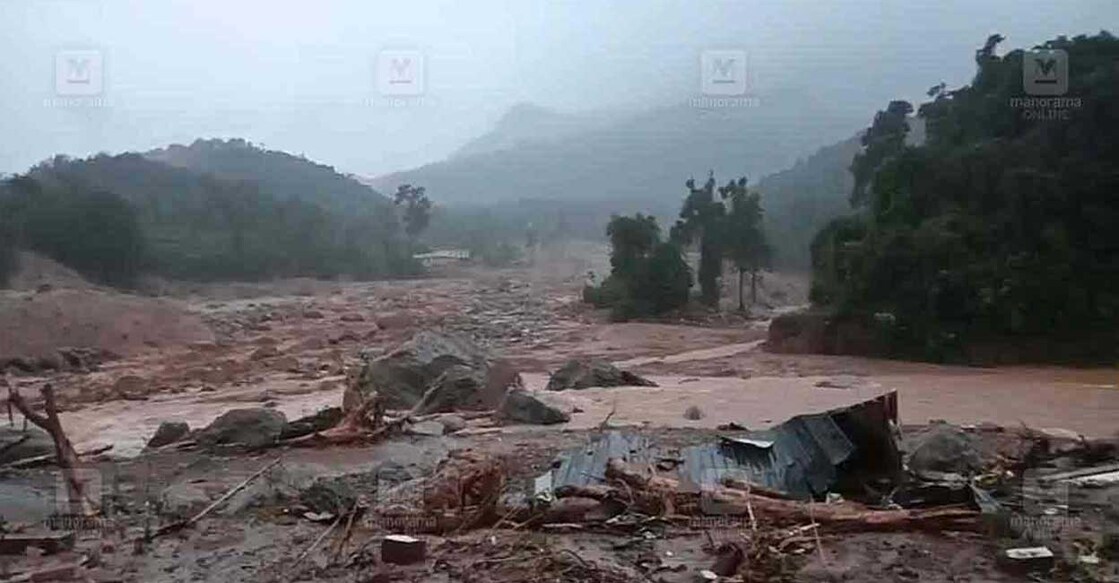 Major landslides struck Meppadi, Mundakkai Town and Chooral Mala here in the early hours of Tuesday. Photo: Manorma