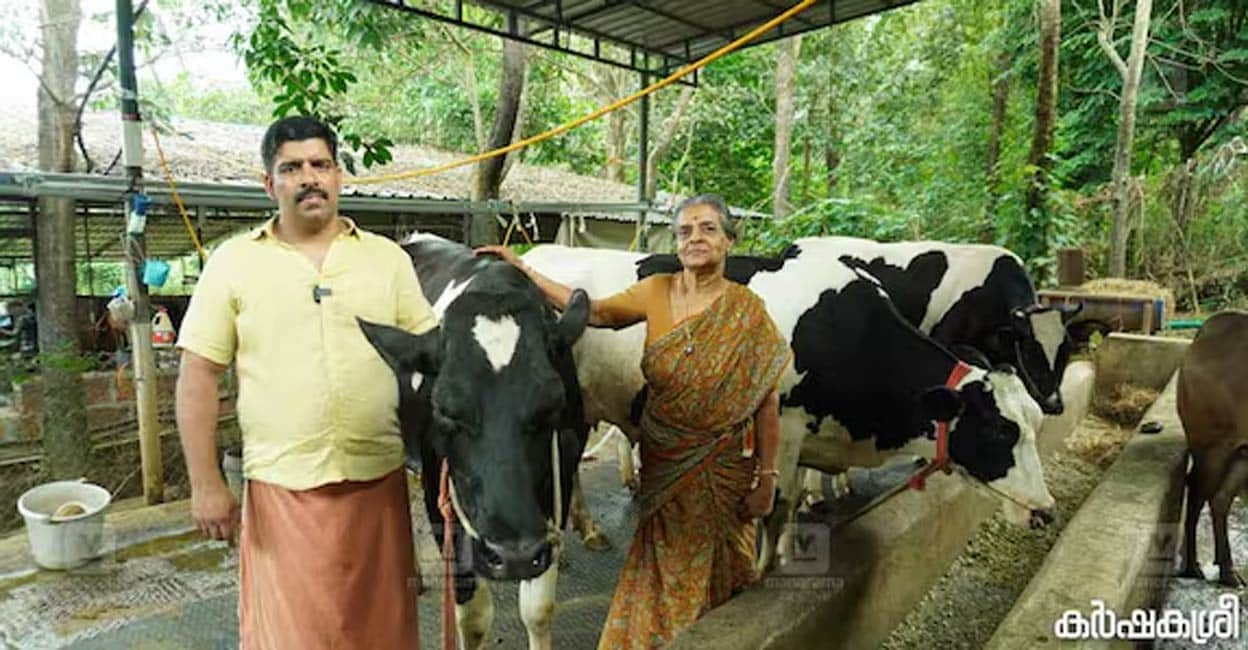 Anand and his mother at the farm