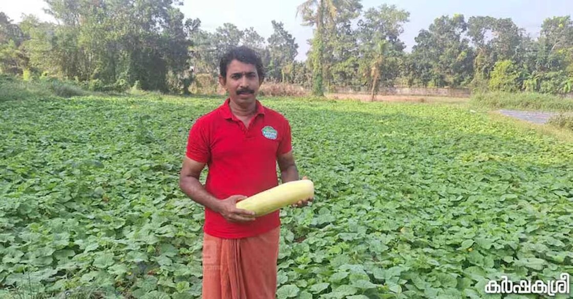 Bijesh Krishna in his farm. Photo: Karshakashree