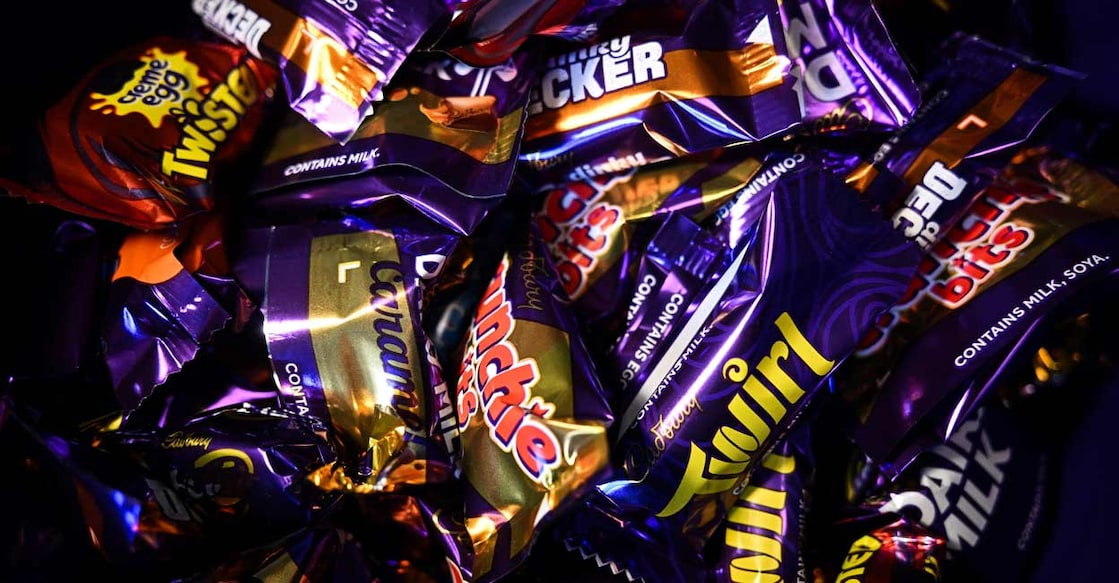 Boxes of Cadbury's Heroes chocolates in Liverpool, in north west England. Photo: Paul ELLIS / AFP