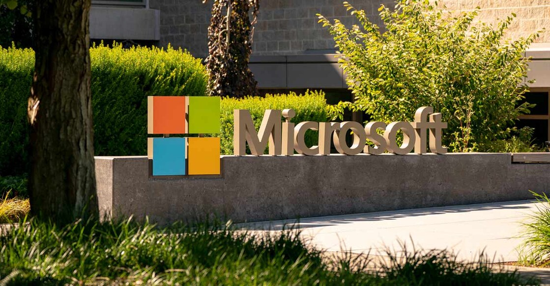 A sign is seen at the Microsoft headquarters in Redmond, Washington. Photo: David Ryder / Getty Images via AFP