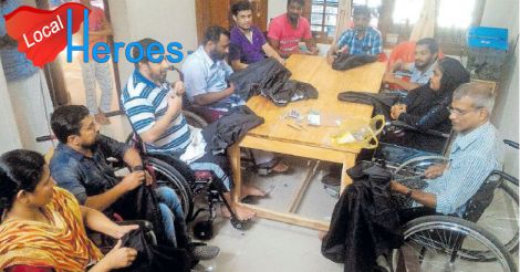 The 22 members of the Spinal Care Wayanad have started making articles such as umbrellas and paper pens.