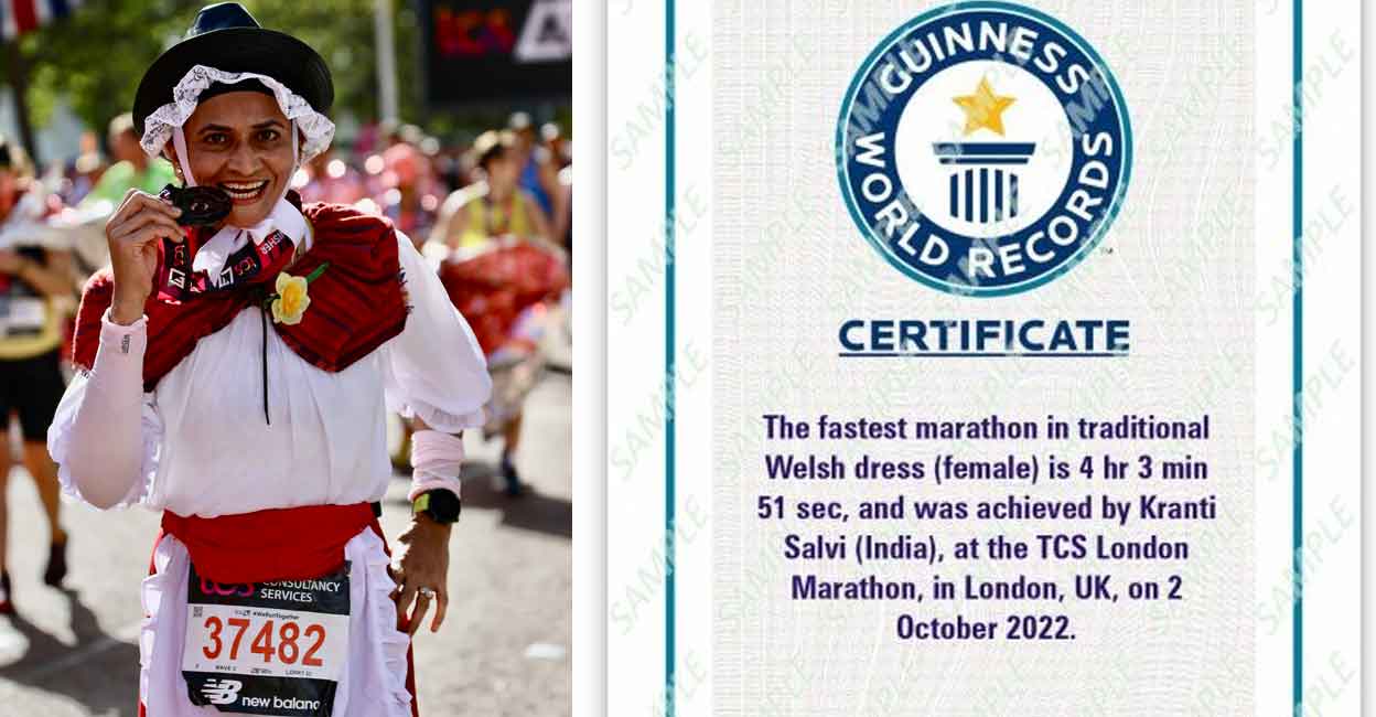 Mumbai runner in Welsh dress sets new Guinness record at London