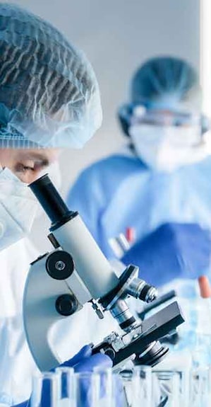 1726134715 Scientist looking through a microscope: Mongkolchon Akesin / Shutterstock