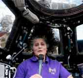 isunita-williams-c Sunita Williams speaks about Deepavali via video from the International Space Station, at a reception celebrating Deepavali hosted by President Joe Biden, in the East Room of the White House in Washington. Photo: PTI