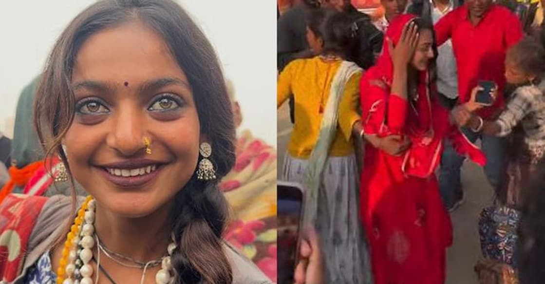 Mona Lisa girl frequently visited bustling locations and festivals to sell the garlands. Screengrab From Video∙@LavanyaBallal/X