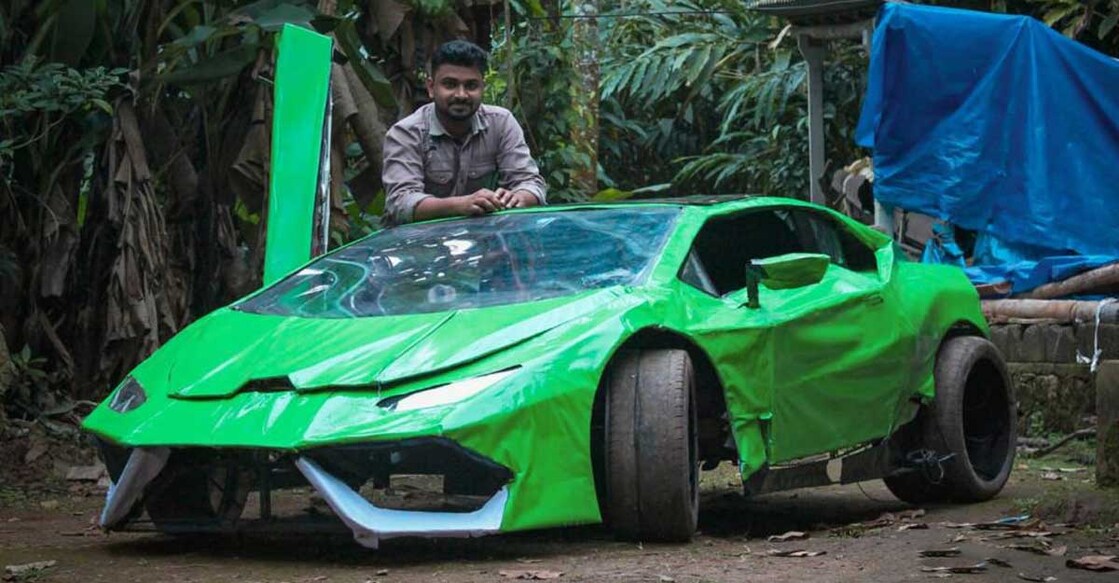 Anas Baby and his model of the Lamborghini Huracan.