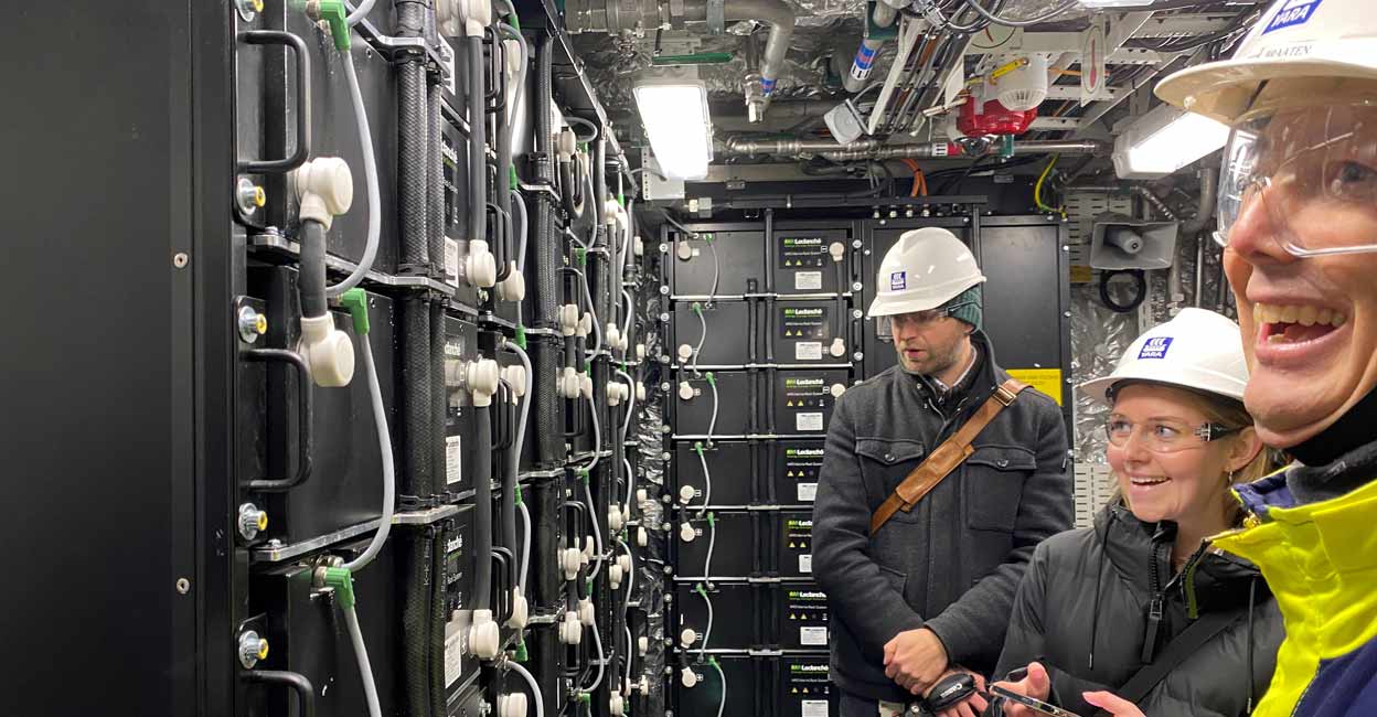 Project Manager Jostein Braaten shows one of eight battery rooms onboard the Yara Birkeland