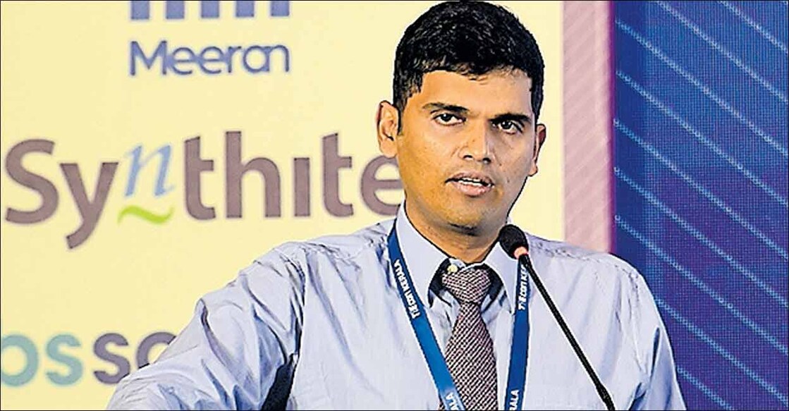 Rahul Mammen Mappillai, Managing Director of MRF Ltd speaks at the three-day TiEcon Kerala 2021 event in Kochi on Friday. Photo: Manorama