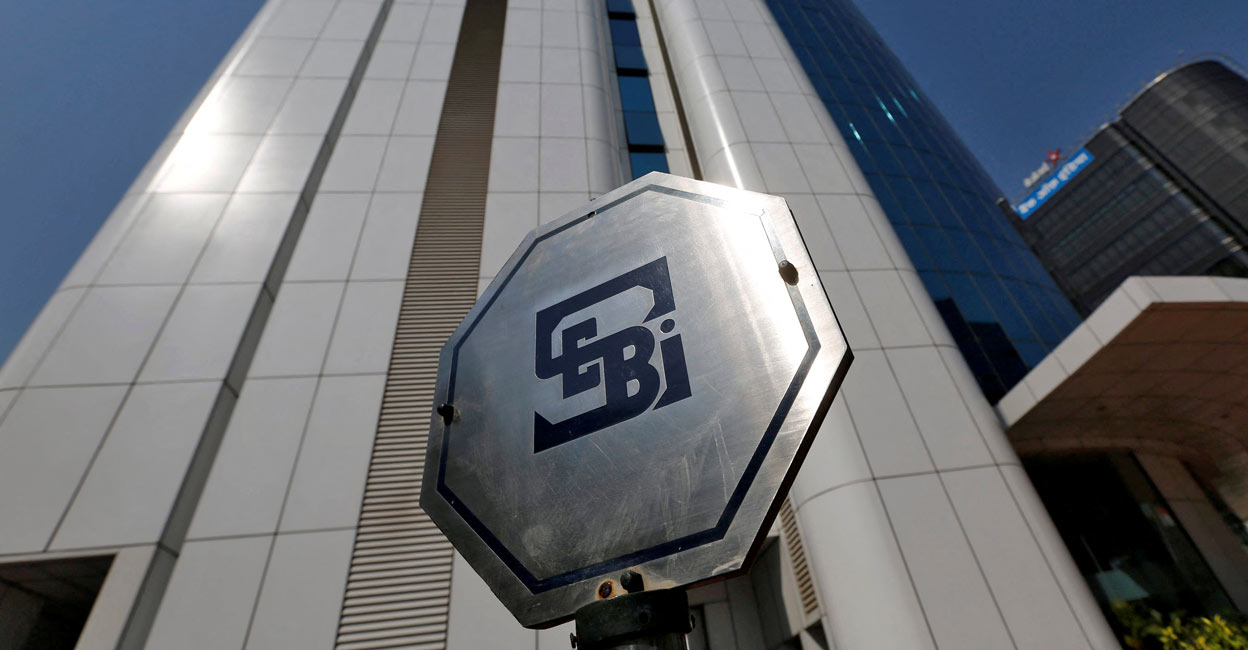 The logo of the Securities and Exchange Board of India (SEBI) is pictured on the premises of its headquarters in Mumbai. File Photo: Reuters/Shailesh Andrade