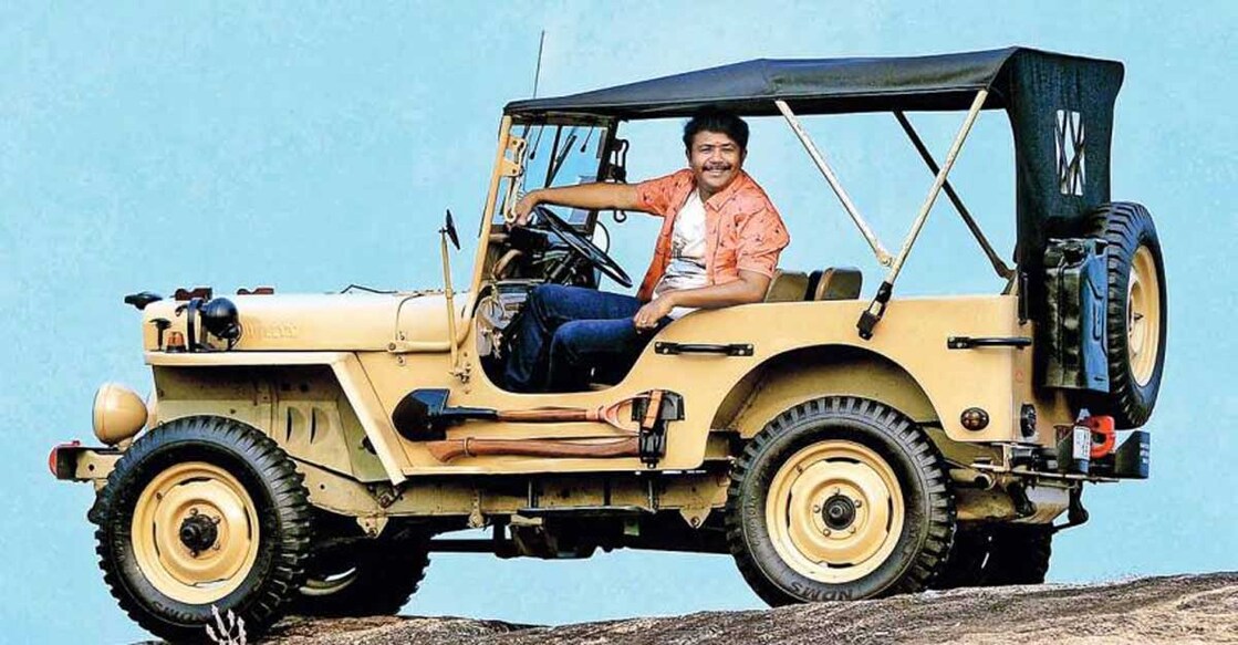 Naveen on his 1948 model Willys