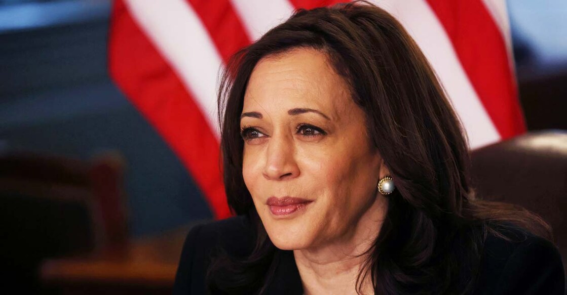 U.S. Vice President Kamala Harris holds a virtual bilateral meeting with Mexico's President Andres Manuel Lopez Obrador from the vice president's ceremonial office at the White House in Washington, U.S., May 7, 2021. Reuters/Leah Millis