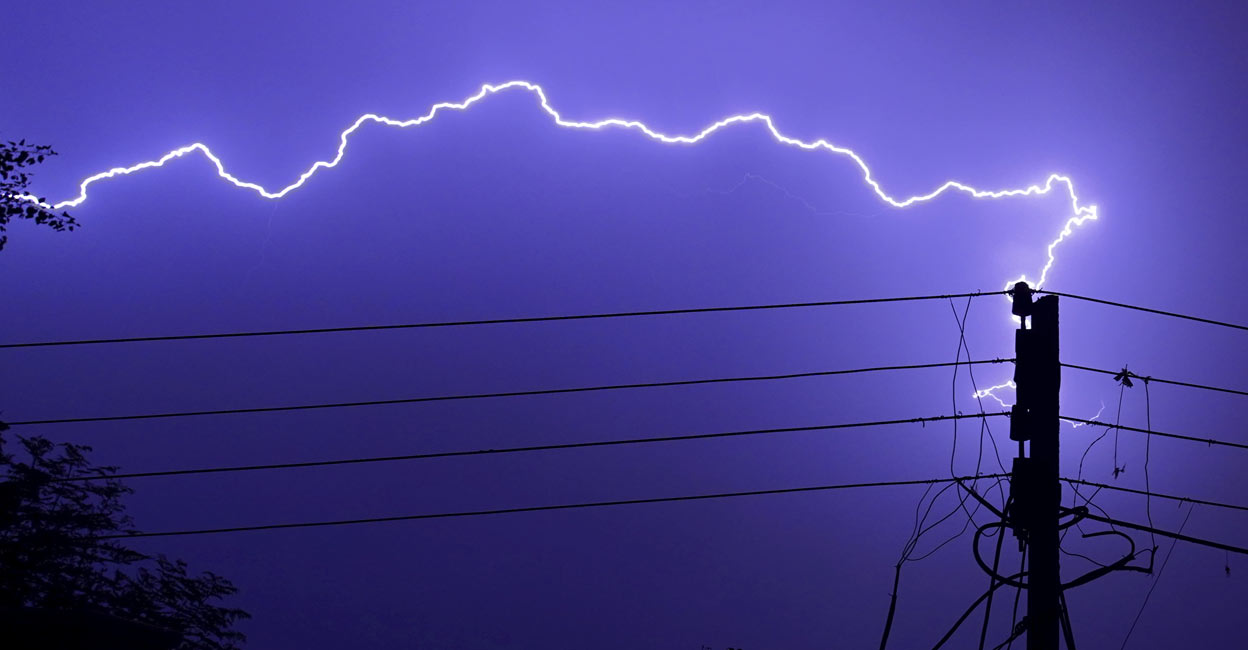 Lightning in the sky ahead of monsoon season in Ajmer in Saturday. PTI