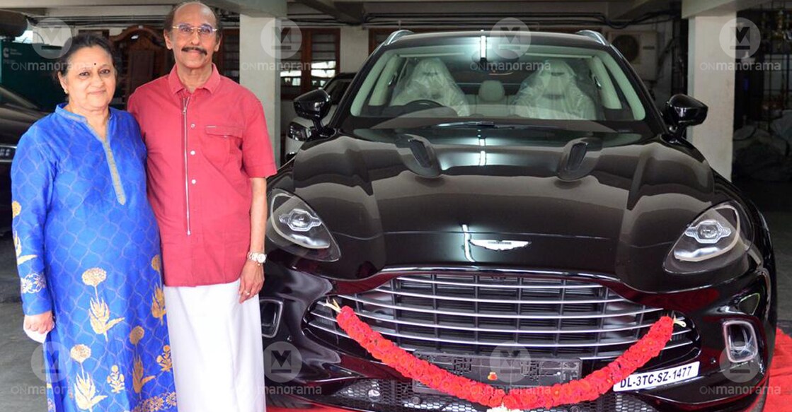  Bhima Jewellers Chairman Dr B Govindan and wife with their new Aston Martin DBX SUV. Photo: Rinkuraj Mattancheril