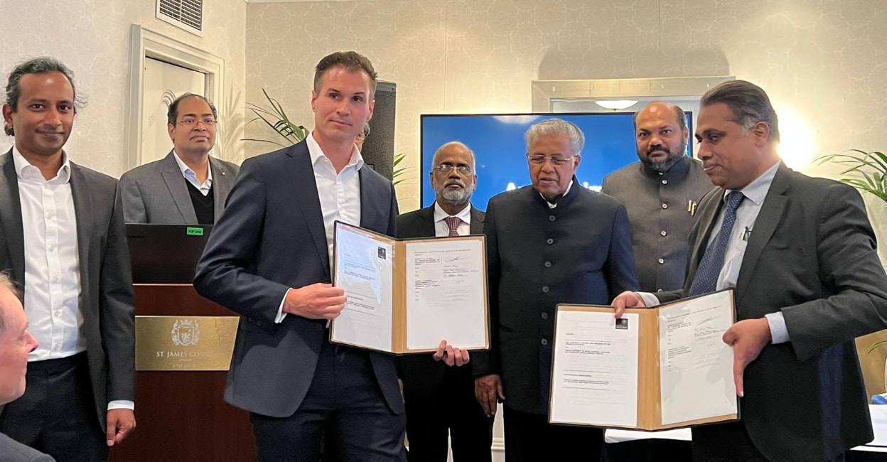 Exchange of MoUs by Kerala delegation headed by Kerala CM Pinarayi Vijayan with leading Universities. Photo: Special arrangement Exchange of MoUs by Kerala delegation headed by Kerala CM Pinarayi Vijayan with leading Universities. Photo: Special arrangement