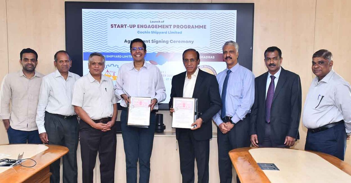 The agreement was signed between Prof V Kamakoti, director, IIT Madras, and Deepu Surendran, general manager (C-SAS), CSL. Photo: Special Arrangement