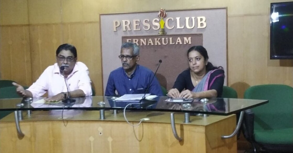 The organisers of HotelTech Kerala 2022 speaking to the media at Ernakulam Press Club. Photo: Special Arrangement