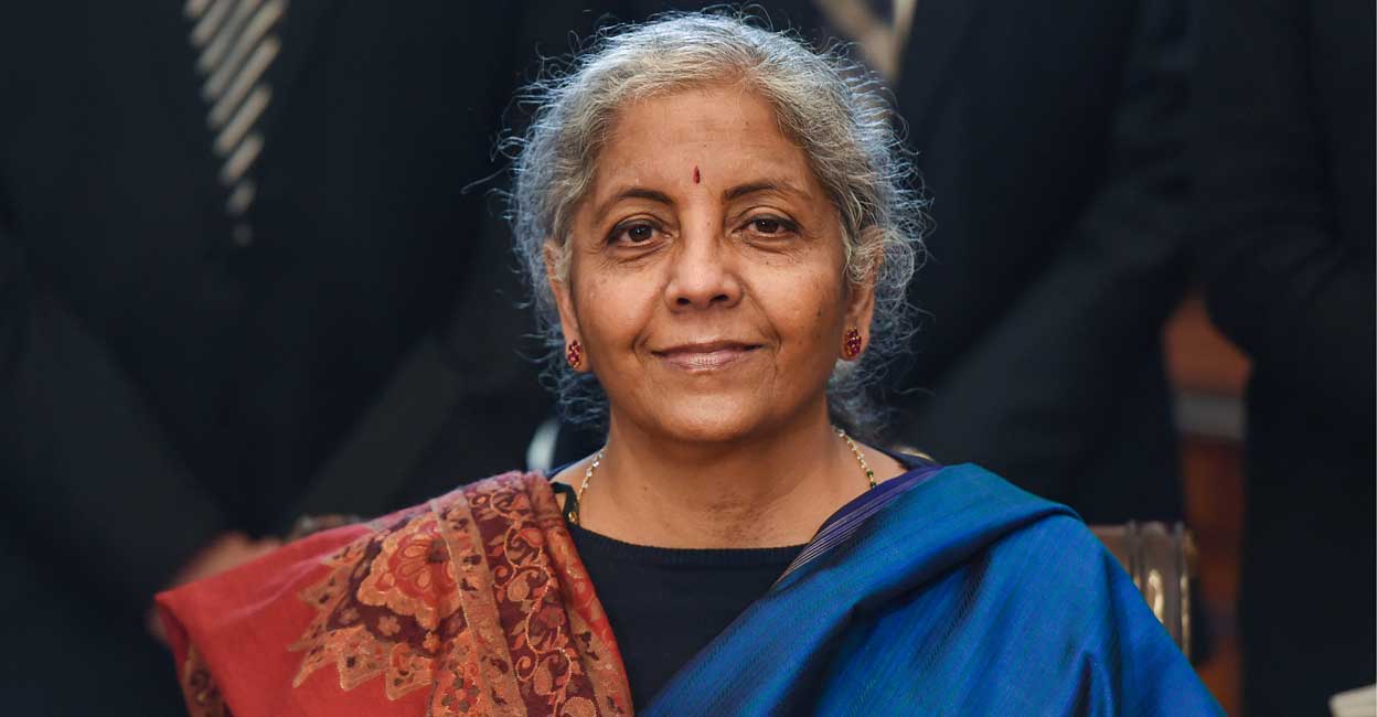 Union Finance Minister Nirmala Sitharaman during a pre-Budget photo session, on the eve of presentation of Budget 2022-23 in the Parliament, in New Delhi, Monday, Jan. 31, 2022. Photo: PTI