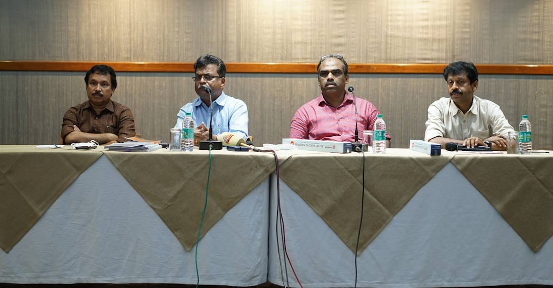 From Left to Right: MK Muhammad, Managing Director George & Sons, Raju George, Associate Director, George & Sons, Mohammad Shafi, State Secretary, Car Accessories Dealers and Distributors Federation (CADDFED) Sudheer Devarajan State Treasurer, at a press meet in Kochi on Tuesday.
