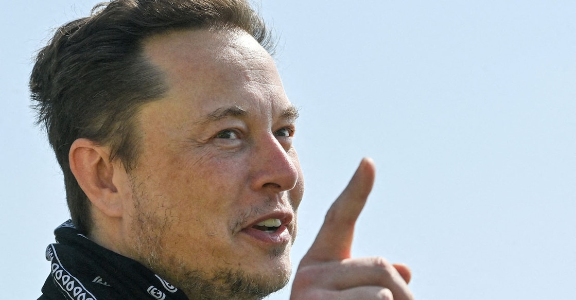 Tesla CEO Elon Musk gestures as he visits the construction site of Tesla's Gigafactory in Gruenheide near Berlin, Germany, August 13, 2021. Patrick Pleul/Pool via Reuters