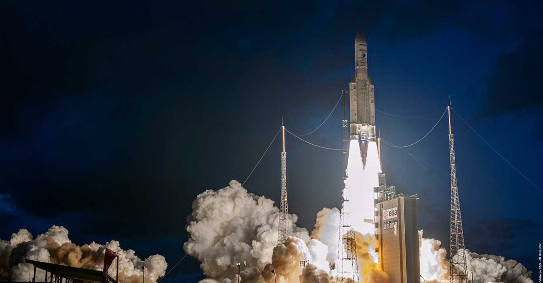Built by ISRO, the satellite was successfully placed into geostationary orbit by the Ariane 5 rocket, operated by Arianespace, from Kourou in French Guiana (South America) on Thursday. Photo: Twitter/@eo_services