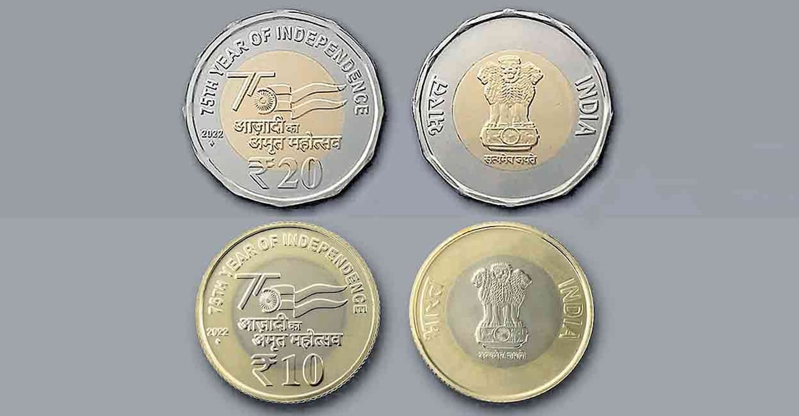 The coins of Re 1, Rs 2, 5, 10 and 20 denominations will have the Azadi Ka Amrit Mahotsav (AKAM) design. Photo: Manorama