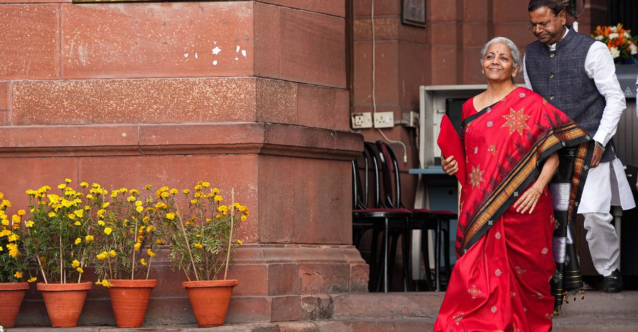 Union Finance Minister Nirmala Sitharaman comes out of the Finance Ministry at North Block, in New Delhi, Wednesday, February 1, 2023, ahead of the presentation of the Union Budget 2023-24. Photo: PTI
