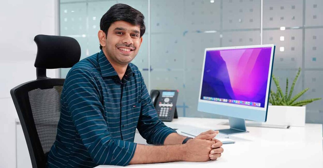 Abin Jose Tom, founder and CEO of Webandcrafts, at his office in Infopark, Koratty, Thrissur. Photo: Special arrangement