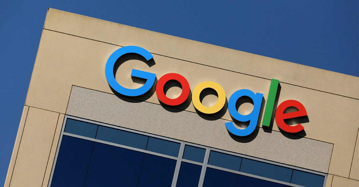 The Google logo is pictured atop an office building in Irvine, California, US, August 7, 2017. Photo: REUTERS/Mike Blake