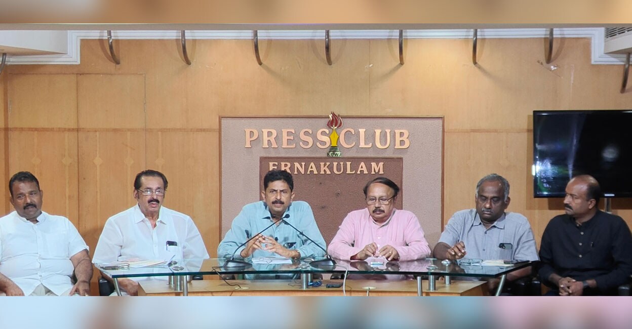 Office-bearers of the India International Industrial Expo 2024 organising committee address media in Kochi on Tuesday. Photo: Special Arrangement

