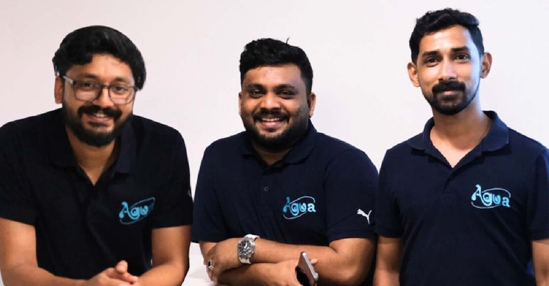 Agua India cofounders Shahin Abdulla, Muhammad Shajar and Musthafa K U. Photo: Special arrangement