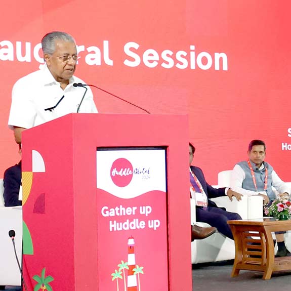 Chief Minister Pinarayi Vijayan inaugurating Huddle Global 2024 at Kovalam on Thursday. Photo: Special Arrangement