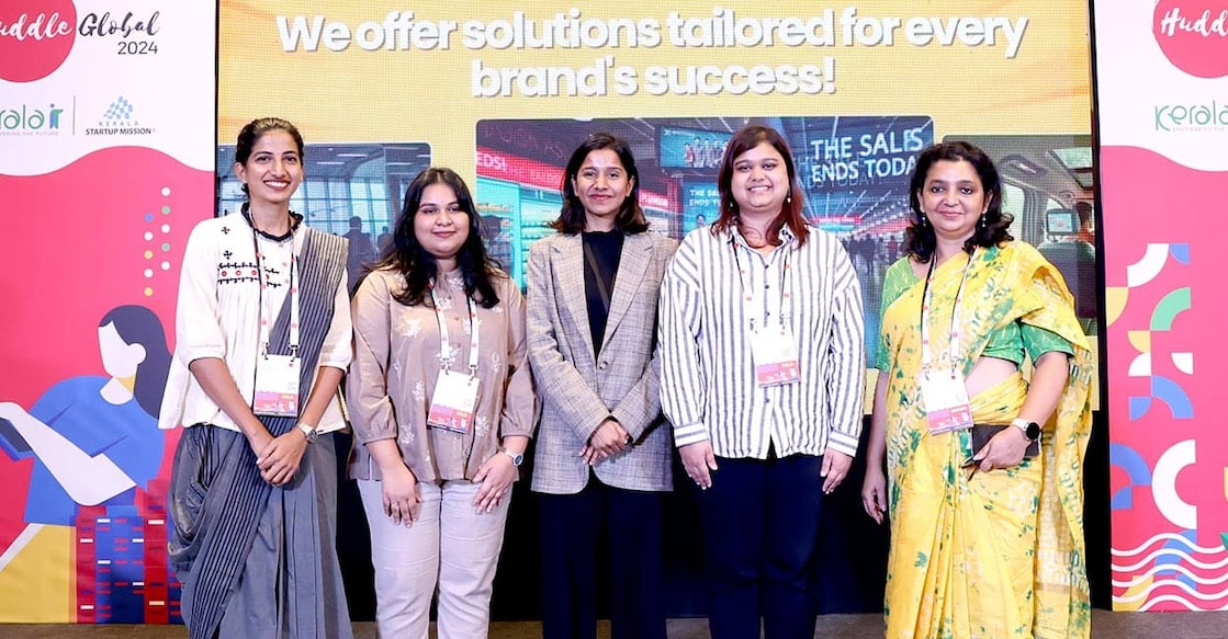Finalists of the ‘ElevateHER’ programme during their pitching session at the Huddle Global 2024, organised by Kerala Startup Mission (KSUM), at Kovalam In Thiruvananthapuram on Friday. Photo: Special arrangement.